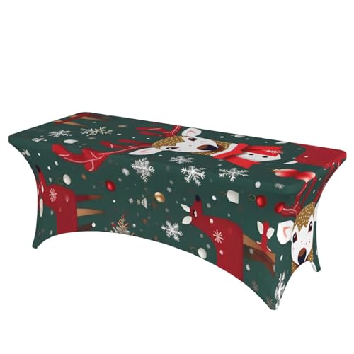 SamLng Rechteckige Tischdecke mit weihnachtlichem Hirschdruck, abwischbar, dehnbar, langlebig und stilvoll, Tischdecke für den Innen- und Außenbereich SamLng Rechteckige Tischdecke mit weihnachtlichem Hirschdruck, abwischbar, dehnbar, langlebig und stilvoll, Tischdecke für den Innen- und Außenbereich von SamLng