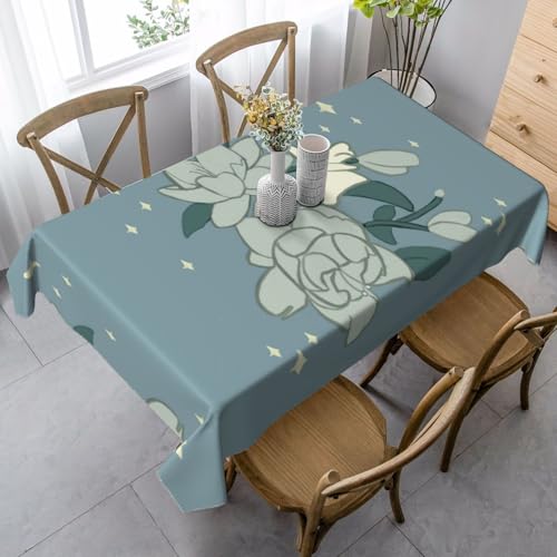 SamLng Rechteckige Tischdecke mit weißem Bauhinia-Druck, waschbar, klassische Küchendekoration für Esstisch, Tischplatte und Party-Tischdecken von SamLng