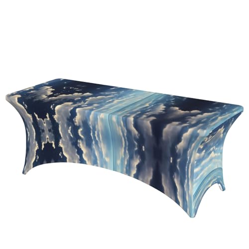SamLng Rechteckige Tischdecke mit weißen Wolken über dem Meer, für Hochzeiten und Partys, dehnbar, langlebig, für Terrasse, Bankett von SamLng