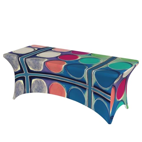 SamLng Runde Farbpalette, Volldruck, rechteckige Tischdecke für Hochzeiten und Partys, dehnbar, langlebig, Terrassenbankett-Tischdecke SamLng Runde Farbpalette, Volldruck, rechteckige Tischdecke für Hochzeiten und Partys, dehnbar, langlebig, Terrassenbankett-Tischdecke von SamLng