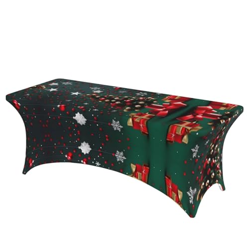 SamLng Runde Kugel Weihnachtsbaum Volldruck Rechteckige Tischdecke für Hochzeiten & Partys - Dehnbare, langlebige Terrassenbankett-Tischdecke von SamLng