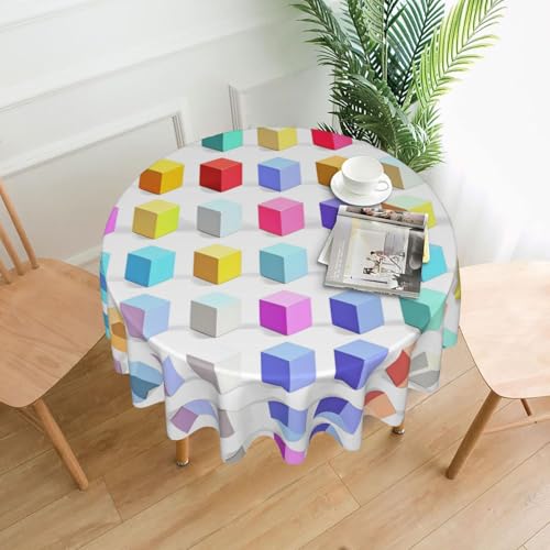 SamLng Runde Tischdecke, 152,4 cm, bunt, würfelförmig, strapazierfähig, Dekoration für Couchtische, Esszimmer, Meetings, Büro, Küche SamLng Runde Tischdecke, 152,4 cm, bunt, würfelförmig, strapazierfähig, Dekoration für Couchtische, Esszimmer, Meetings, Büro, Küche von SamLng