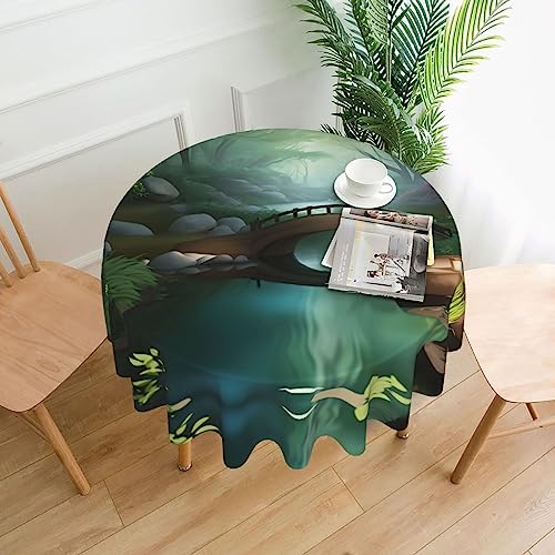 SamLng Runde Tischdecke, bedruckt, Motiv: kleine Brücke im Osten, 152,4 cm, langlebige Dekoration für Couchtische, Esszimmer, Meetings, Büro, Küche SamLng Runde Tischdecke, bedruckt, Motiv: kleine Brücke im Osten, 152,4 cm, langlebige Dekoration für Couchtische, Esszimmer, Meetings, Büro, Küche von SamLng