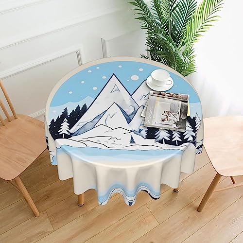 SamLng Runde Tischdecke, bedruckt, schneebedeckte Berge, 152,4 cm, langlebige Dekoration für Couchtische, Esszimmer, Meetings, Büro, Küche SamLng Runde Tischdecke, bedruckt, schneebedeckte Berge, 152,4 cm, langlebige Dekoration für Couchtische, Esszimmer, Meetings, Büro, Küche von SamLng