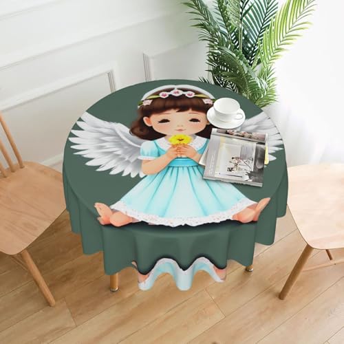SamLng Runde Tischdecke, niedlicher kleiner Engel, bedruckt, 152,4 cm, langlebige Dekoration für Couchtische, Esszimmer, Meetings, Büro, Küche SamLng Runde Tischdecke, niedlicher kleiner Engel, bedruckt, 152,4 cm, langlebige Dekoration für Couchtische, Esszimmer, Meetings, Büro, Küche von SamLng