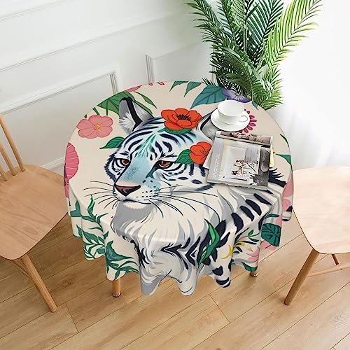 SamLng Runde Tischdecke, niedlicher weißer Tiger, bedruckt, 152,4 cm, langlebige Dekoration für Couchtische, Esszimmer, Meetings, Büro, Küche SamLng Runde Tischdecke, niedlicher weißer Tiger, bedruckt, 152,4 cm, langlebige Dekoration für Couchtische, Esszimmer, Meetings, Büro, Küche von SamLng