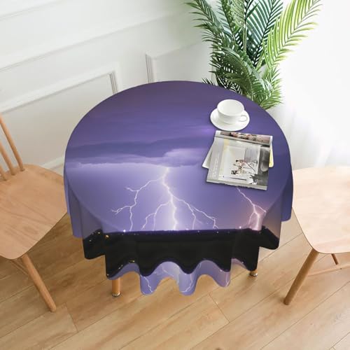 SamLng Runde Tischdecke mit Lightning-Sturm-Druck, 152,4 cm, langlebige Dekoration für Couchtische, Esszimmer, Meetings, Büro, Küche SamLng Runde Tischdecke mit Lightning-Sturm-Druck, 152,4 cm, langlebige Dekoration für Couchtische, Esszimmer, Meetings, Büro, Küche von SamLng