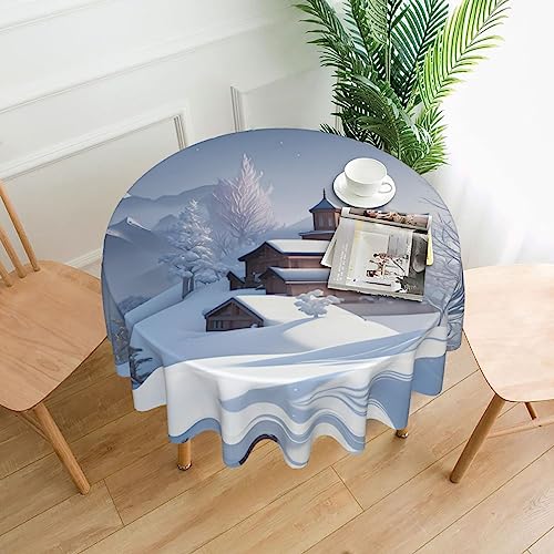SamLng Runde Tischdecke mit Winterlandschaft, bedruckt, 152,4 cm, langlebige Dekoration für Couchtische, Esszimmer, Meetings, Büro, Küche von SamLng