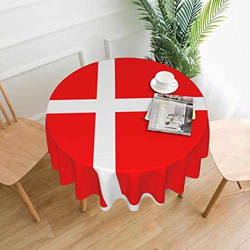SamLng Runde Tischdecke mit dänischer Flagge, bedruckt, 152,4 cm, langlebige Dekoration für Couchtische, Esszimmer, Meetings, Büro, Küche von SamLng