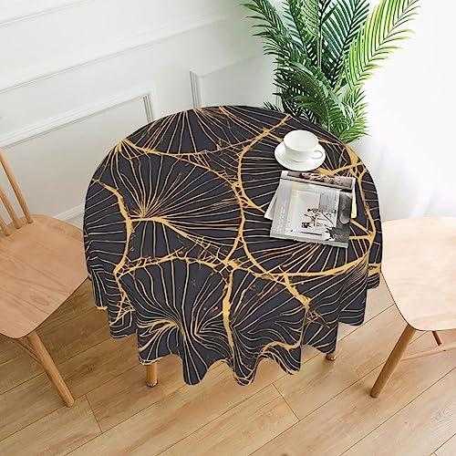 SamLng Runde Tischdecke mit goldenem Blattmuster, 152,4 cm, langlebige Dekoration für Couchtische, Esszimmer, Meetings, Büro, Küche SamLng Runde Tischdecke mit goldenem Blattmuster, 152,4 cm, langlebige Dekoration für Couchtische, Esszimmer, Meetings, Büro, Küche von SamLng