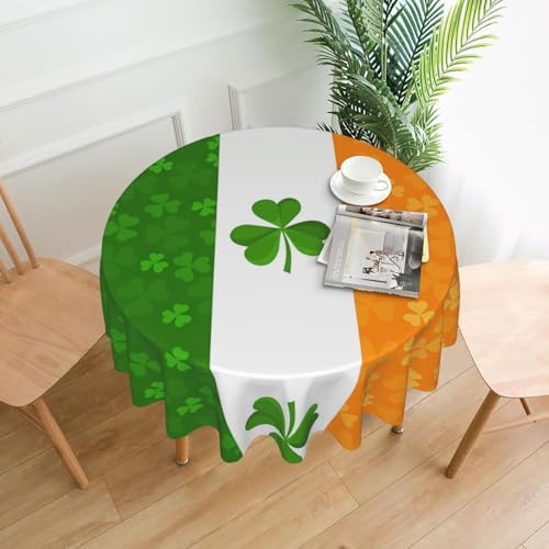 SamLng Runde Tischdecke mit irischer Flagge, bedruckt, 152,4 cm, langlebige Dekoration für Couchtische, Esszimmer, Meetings, Büro, Küche von SamLng