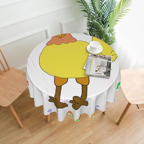 SamLng Runde Tischdecke mit singender Henne – langlebige Dekoration für Couchtische, Esszimmer, Meetings, Büro, Küche, 152,4 cm von SamLng