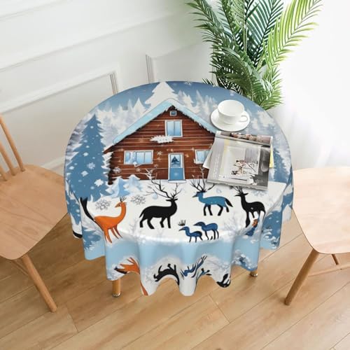 SamLng Runde Winter-Tischdecke mit Rehkitzmotiv, 152,4 cm, langlebige Dekoration für Couchtische, Esszimmer, Meetings, Büro, Küche SamLng Runde Winter-Tischdecke mit Rehkitzmotiv, 152,4 cm, langlebige Dekoration für Couchtische, Esszimmer, Meetings, Büro, Küche von SamLng