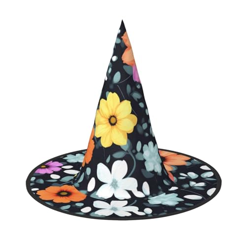 SamLng Schöne bunte Blumen Halloween Hexenhut für Erwachsene Partyhut für Maskerade Karneval Cosplay Spitze Horn Dekoration Kappe SamLng Schöne bunte Blumen Halloween Hexenhut für Erwachsene Partyhut für Maskerade Karneval Cosplay Spitze Horn Dekoration Kappe von SamLng