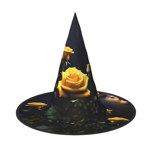 SamLng Schöne gelbe Rosen Halloween Hexenhut für Erwachsene - Partyhut für Maskerade Karneval Cosplay - Spitzhorn Dekoration Cap SamLng Schöne gelbe Rosen Halloween Hexenhut für Erwachsene - Partyhut für Maskerade Karneval Cosplay - Spitzhorn Dekoration Cap von SamLng