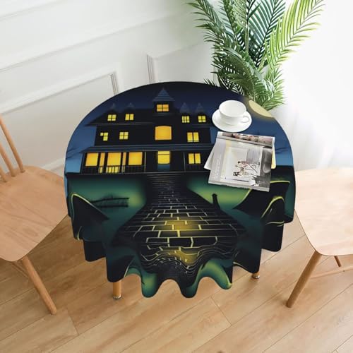 SamLng SpookyNight Tischdecke, rund, bedruckt, strapazierfähig, Dekoration für Couchtische, Esszimmer, Meetings, Büro, Küche, 152,4 cm SamLng SpookyNight Tischdecke, rund, bedruckt, strapazierfähig, Dekoration für Couchtische, Esszimmer, Meetings, Büro, Küche, 152,4 cm von SamLng