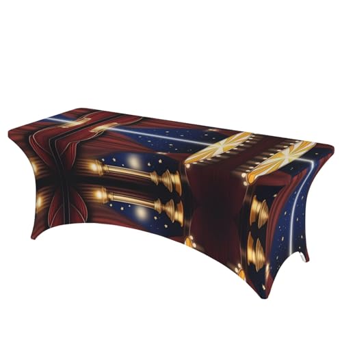 SamLng Stage Magic Volldruck Rechteckige Tischdecke für Hochzeiten & Partys - Dehnbare, langlebige Terrassenbankett-Tischdecke von SamLng