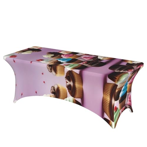 SamLng Sweet Treats Volldruck Rechteckige Tischdecke für Hochzeiten & Partys - Dehnbare, langlebige Terrassenbankett-Tischdecke von SamLng