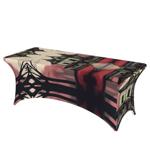 SamLng TerrifyingTales Rechteckige Tischdecke mit Volldruck, für Hochzeiten und Partys, dehnbar, langlebig, Terrassenbankett-Tischdecke von SamLng
