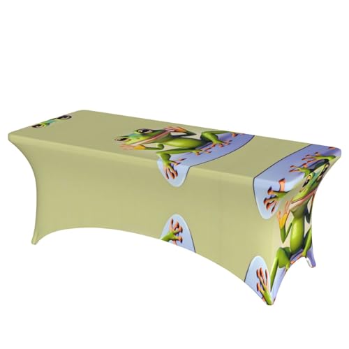 SamLng The funny frog doing yoga Full Print Rectangle Tablecloth for Weddings & Parties - Stretchy, Durable Patio Banquet Table Cover SamLng The funny frog doing yoga Full Print Rectangle Tablecloth for Weddings & Parties - Stretchy, Durable Patio Banquet Table Cover von SamLng