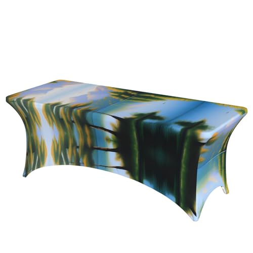 SamLng Tranquil Lake Volldruck Rechteckige Tischdecke für Hochzeiten & Partys - Dehnbare, langlebige Terrassenbankett-Tischdecke SamLng Tranquil Lake Volldruck Rechteckige Tischdecke für Hochzeiten & Partys - Dehnbare, langlebige Terrassenbankett-Tischdecke von SamLng