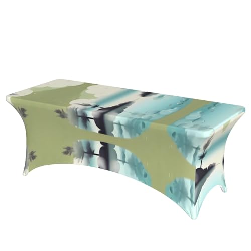 SamLng Tranquil Lakes Rechteckige Tischdecke mit Volldruck, für Hochzeiten und Partys, dehnbar, langlebig, Terrassenbankett-Tischdecke von SamLng