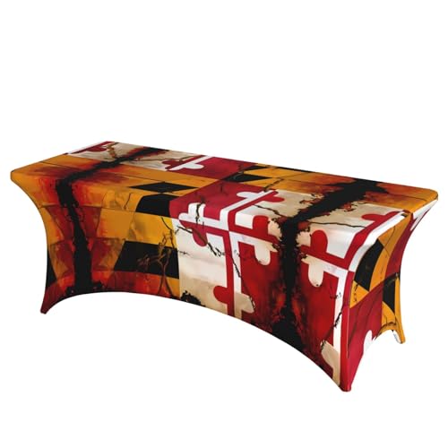 SamLng Vintage Tischdecke aus Holz mit Maryland-Flagge, rechteckig, für Hochzeiten und Partys, dehnbar, langlebig, Terrassenbankett-Tischdecke von SamLng