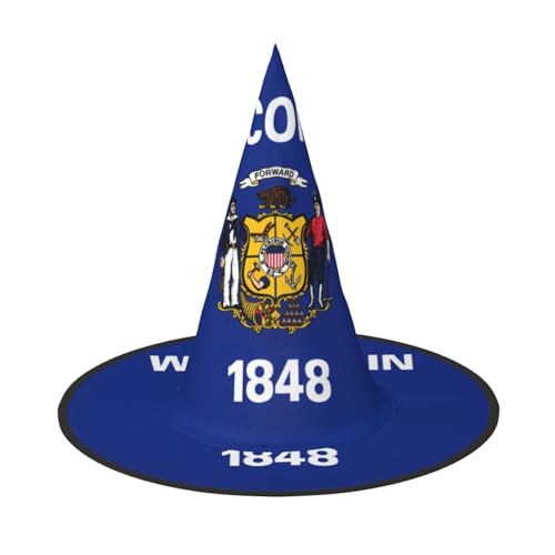 SamLng Wisconsin Staatsflagge Halloween Hexenhut für Erwachsene Partyhut Maskerade Karneval Cosplay Spitze Horn Dekoration Kappe SamLng Wisconsin Staatsflagge Halloween Hexenhut für Erwachsene Partyhut Maskerade Karneval Cosplay Spitze Horn Dekoration Kappe von SamLng
