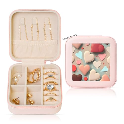 Schmuckschatulle aus Leder, quadratisch, Rosa – tragbare Aufbewahrung mit Liebesmuster für Frauen, ideales Geburtstags- und Valentinstagsgeschenk Schmuckschatulle aus Leder, quadratisch, Rosa – tragbare Aufbewahrung mit Liebesmuster für Frauen, ideales Geburtstags- und Valentinstagsgeschenk von SamLng