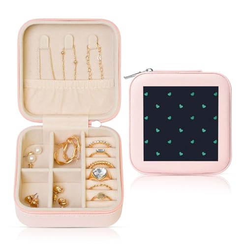 Schmuckschatulle aus Leder, quadratisch, tragbar, mit blauem Hintergrund, ideal als Geburtstags- und Valentinstagsgeschenk Schmuckschatulle aus Leder, quadratisch, tragbar, mit blauem Hintergrund, ideal als Geburtstags- und Valentinstagsgeschenk von SamLng