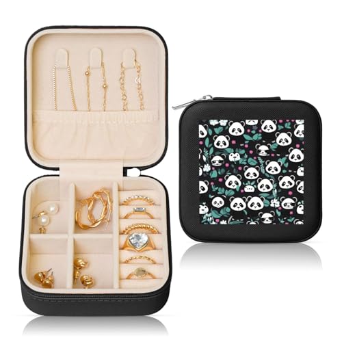 Schwarze quadratische Leder-Schmuckschatulle – tragbare Panda-Gesichtsdruck-Aufbewahrung für Frauen, ideales Geburtstags- und Valentinstagsgeschenk Schwarze quadratische Leder-Schmuckschatulle – tragbare Panda-Gesichtsdruck-Aufbewahrung für Frauen, ideales Geburtstags- und Valentinstagsgeschenk von SamLng