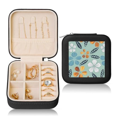 Schwarze quadratische Schmuckschatulle aus Leder – tragbare, helle Blumendruck-Aufbewahrung für Frauen, ideales Geburtstags- und Valentinstagsgeschenk Schwarze quadratische Schmuckschatulle aus Leder – tragbare, helle Blumendruck-Aufbewahrung für Frauen, ideales Geburtstags- und Valentinstagsgeschenk von SamLng