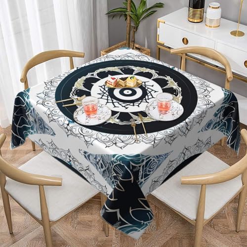 Schwarze und weiße runde Tischdecke mit Totem-Druck, perfekt für Hochzeiten im Innen- und Außenbereich, Teepartys und mehr, ideale Küchendekoration Schwarze und weiße runde Tischdecke mit Totem-Druck, perfekt für Hochzeiten im Innen- und Außenbereich, Teepartys und mehr, ideale Küchendekoration von SamLng