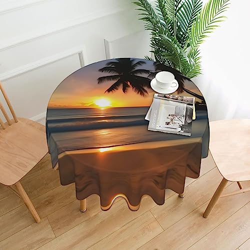 Tischdecke, rund, bedruckt, Motiv: Sonnenuntergang am Strand, 152,4 cm, langlebige Dekoration für Couchtische, Esszimmer, Meetings, Büro, Küche Tischdecke, rund, bedruckt, Motiv: Sonnenuntergang am Strand, 152,4 cm, langlebige Dekoration für Couchtische, Esszimmer, Meetings, Büro, Küche von SamLng