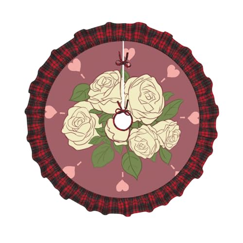 Weihnachtsbaum-Rock, 121,9 cm, weiße Rose der Liebe, Urlaubsmatte mit Gitterkanten, perfekt für Innen- und Außenbereich, Weihnachts- und Neujahrspartys Weihnachtsbaum-Rock, 121,9 cm, weiße Rose der Liebe, Urlaubsmatte mit Gitterkanten, perfekt für Innen- und Außenbereich, Weihnachts- und Neujahrspartys von SamLng