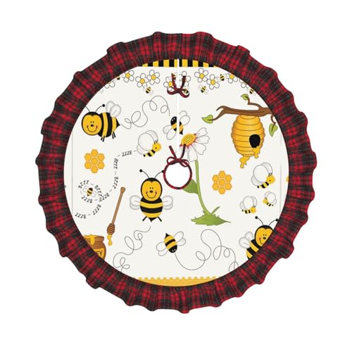 Weihnachtsbaumdecke mit fliegenden Bienen, Gänseblümchen, Honig, mit Gitterkanten, perfekt für Innen- und Außenbereich, Weihnachts- und Neujahrspartys, 121,9 cm Weihnachtsbaumdecke mit fliegenden Bienen, Gänseblümchen, Honig, mit Gitterkanten, perfekt für Innen- und Außenbereich, Weihnachts- und Neujahrspartys, 121,9 cm von SamLng
