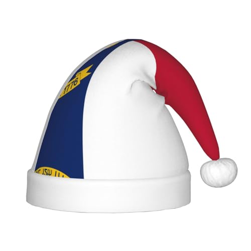 Weihnachtsmütze mit Nord-Dakota-Flagge, klassische Weihnachtsmann- und Neujahrsparty-Kopfbedeckung, perfekt für Feiertage, Halloween von SamLng