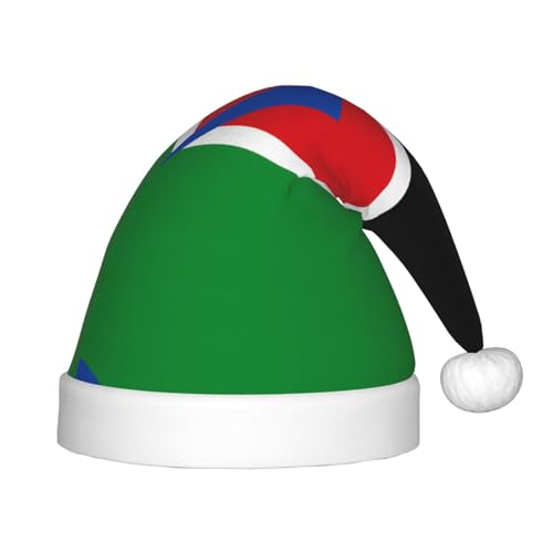 Weihnachtsmütze mit Südsudan-Flagge – klassische Weihnachtsmann- und Neujahrsparty-Kopfbedeckung – perfekt für Feiertage, Halloween von SamLng