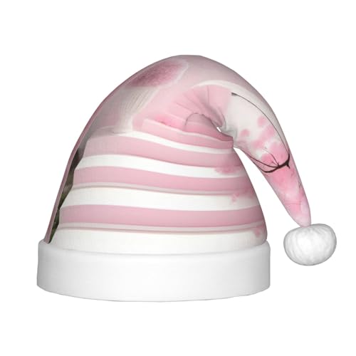 Weihnachtsmütze mit rosa Kirschblüten – klassische Weihnachtsmann- und Neujahrsparty-Kopfbedeckung – perfekt für Feiertage, Halloween von SamLng