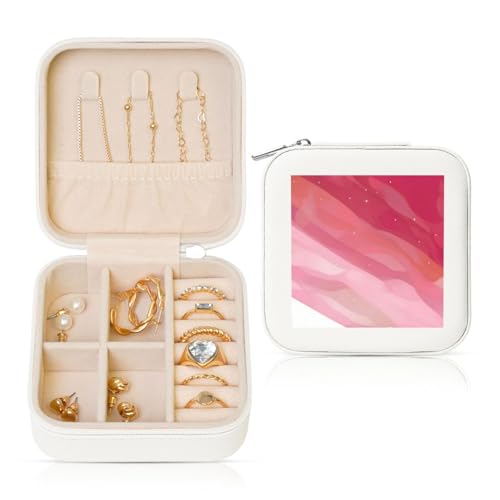 Weiße, quadratische Leder-Schmuckschatulle – tragbare rosa Farbverlaufs-Druckaufbewahrung für Frauen, ideales Geburtstags- und Valentinstagsgeschenk Weiße, quadratische Leder-Schmuckschatulle – tragbare rosa Farbverlaufs-Druckaufbewahrung für Frauen, ideales Geburtstags- und Valentinstagsgeschenk von SamLng