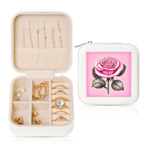 Weiße quadratische Leder-Schmuckschatulle – tragbare, schöne rosa Rosen für Frauen, ideales Geburtstags- und Valentinstagsgeschenk Weiße quadratische Leder-Schmuckschatulle – tragbare, schöne rosa Rosen für Frauen, ideales Geburtstags- und Valentinstagsgeschenk von SamLng