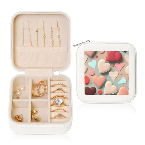 Weiße quadratische Leder-Schmuckschatulle – tragbare Aufbewahrungsbox mit Liebesmuster für Frauen, ideales Geburtstags- und Valentinstagsgeschenk Weiße quadratische Leder-Schmuckschatulle – tragbare Aufbewahrungsbox mit Liebesmuster für Frauen, ideales Geburtstags- und Valentinstagsgeschenk von SamLng