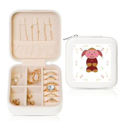 Weiße quadratische Leder-Schmuckschatulle – tragbare Aufbewahrungsbox mit fröhlichem Cartoon-Schweine-Druck für Frauen, ideales Geburtstags- und Valentinstagsgeschenk Weiße quadratische Leder-Schmuckschatulle – tragbare Aufbewahrungsbox mit fröhlichem Cartoon-Schweine-Druck für Frauen, ideales Geburtstags- und Valentinstagsgeschenk von SamLng