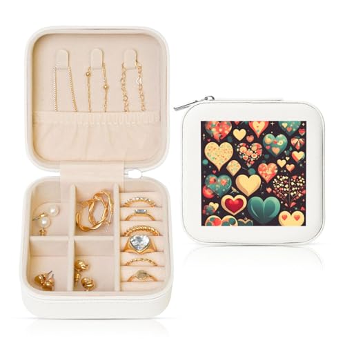 Weiße quadratische Leder-Schmuckschatulle – tragbare Herz-Crush-Blumendruck-Aufbewahrung für Frauen, ideales Geburtstags- und Valentinstagsgeschenk Weiße quadratische Leder-Schmuckschatulle – tragbare Herz-Crush-Blumendruck-Aufbewahrung für Frauen, ideales Geburtstags- und Valentinstagsgeschenk von SamLng