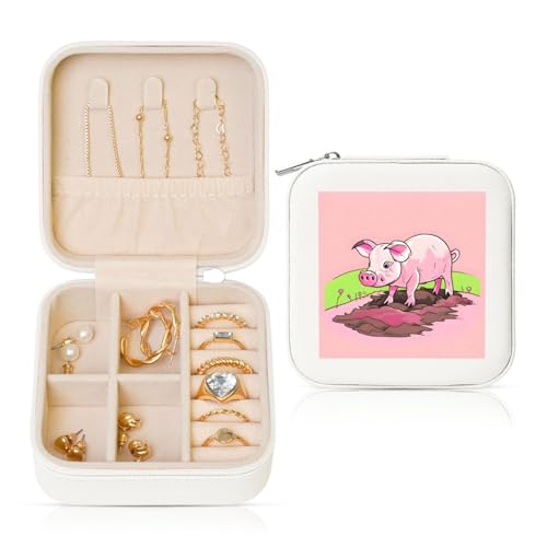 Weiße quadratische Leder-Schmuckschatulle – tragbare rosa Ferkel-Aufdruck-Aufbewahrung für Frauen, ideales Geburtstags- und Valentinstagsgeschenk Weiße quadratische Leder-Schmuckschatulle – tragbare rosa Ferkel-Aufdruck-Aufbewahrung für Frauen, ideales Geburtstags- und Valentinstagsgeschenk von SamLng