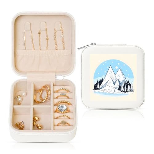 Weiße quadratische Leder-Schmuckschatulle – tragbare schneebedeckte Berge für Frauen, ideales Geburtstags- und Valentinstagsgeschenk Weiße quadratische Leder-Schmuckschatulle – tragbare schneebedeckte Berge für Frauen, ideales Geburtstags- und Valentinstagsgeschenk von SamLng