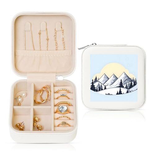 Weiße quadratische Leder-Schmuckschatulle – tragbare weiße Schnee-Berge mit Aufdruck für Frauen, ideales Geburtstags- und Valentinstagsgeschenk Weiße quadratische Leder-Schmuckschatulle – tragbare weiße Schnee-Berge mit Aufdruck für Frauen, ideales Geburtstags- und Valentinstagsgeschenk von SamLng