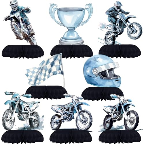 Dirt-Bike-Party-Dekorationen – Motocross-Motorrad-Waben-Mittelstücke für Kinder, Dirt Bike, Geburtstag und Babyparty, Tischdekoration Dirt-Bike-Party-Dekorationen – Motocross-Motorrad-Waben-Mittelstücke für Kinder, Dirt Bike, Geburtstag und Babyparty, Tischdekoration von SamPartyShop