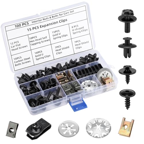 Samamoca 100 Stück Karosserieschrauben & Blechmutter Set – Auto Befestigungsclips mit Klemmscheiben, U-Clip & Schrauben, für Kotflügel Stoßstange Innenverkleidung, inkl. Sortierbox Samamoca 100 Stück Karosserieschrauben & Blechmutter Set – Auto Befestigungsclips mit Klemmscheiben, U-Clip & Schrauben, für Kotflügel Stoßstange Innenverkleidung, inkl. Sortierbox von Samamoca