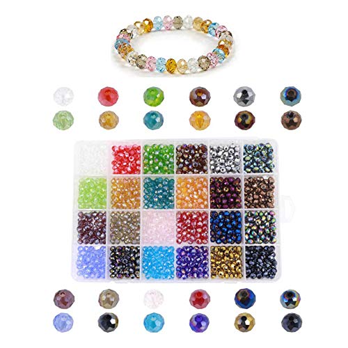 1200 Pcs Faceted Glass Beads, Crystal Glass Beads, Faceted Glass Beads 6mm, 24 Mixed Colors Beads, with Storage Box, for Bracelet Necklace Jewelry Making, DIY Craft Projects von Samantha